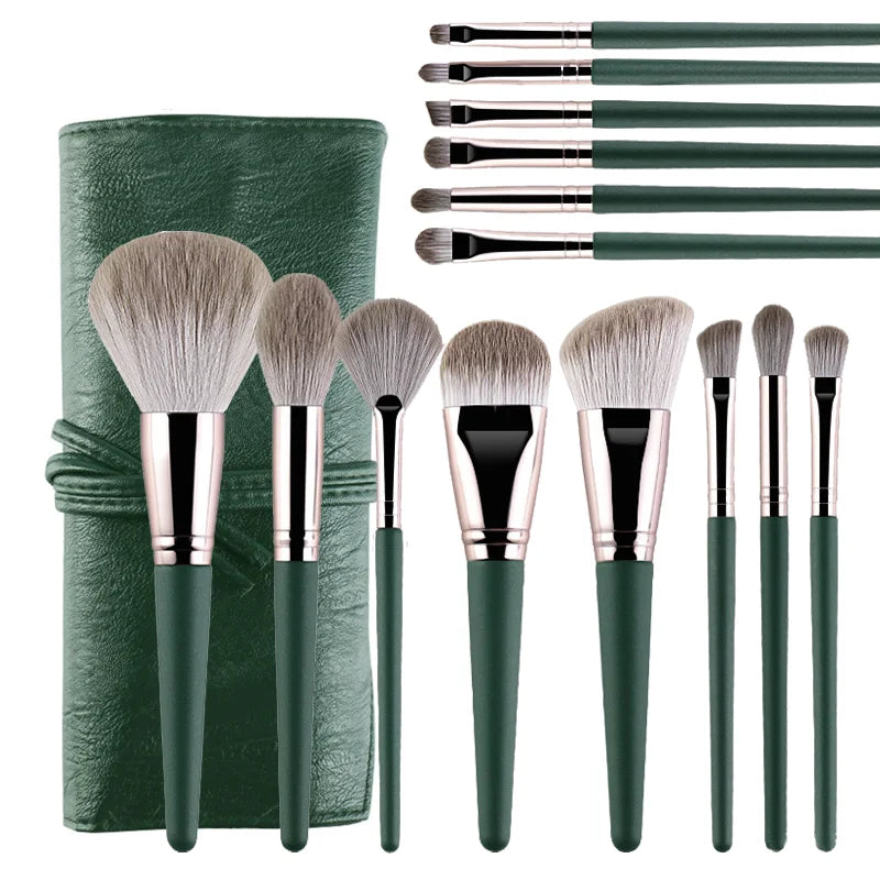 Hot Green Makeup Brushes Set for Women Cosmetic Foundation Powder Blush Eyeshadow Kabuki Blending Make Up Brush Beauty Tools