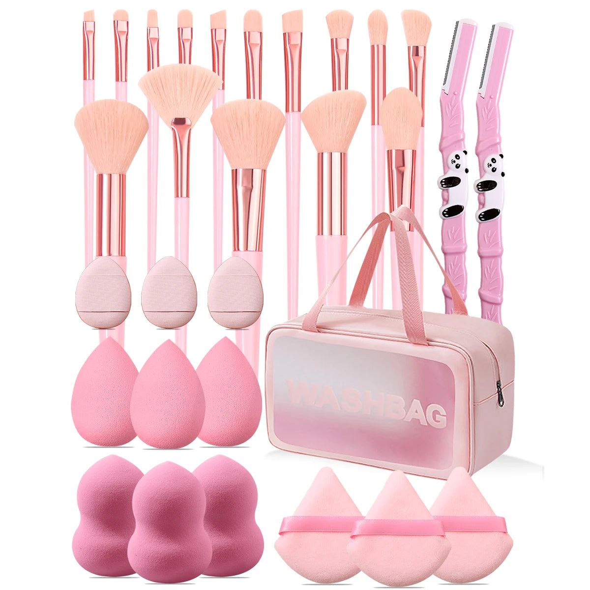 30pcs Makeup brush set combination Makeup brush set, makeup sponge set, eyebrow shaving knife, makeup brush storage bag