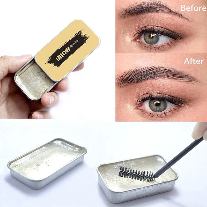 1Pcs Natural Transparent Pomade Eyebrow Styling Soap Brows Gel Wax Fixer With Brush Make-up for Women Eyebrow Cosmetics