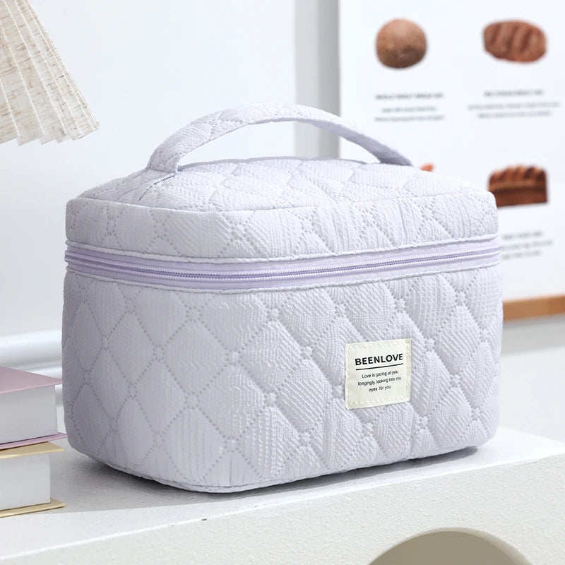 Makeup Bag Set Quilted Makeup Bag Women's Large Floral Makeup Bag Cute Cotton Makeup Bag Floral Travel Toiletries Storage Bag