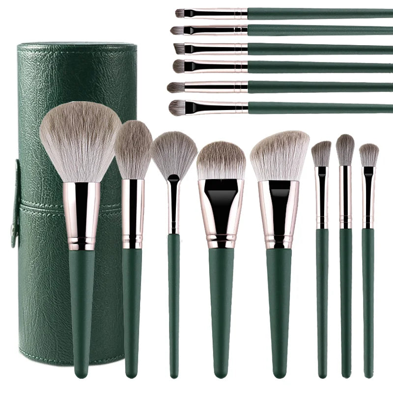 Hot Green Makeup Brushes Set for Women Cosmetic Foundation Powder Blush Eyeshadow Kabuki Blending Make Up Brush Beauty Tools