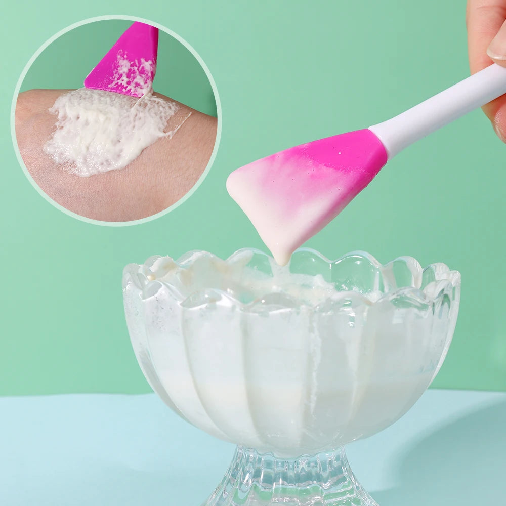 Double Head Facial Mask Brush Silicone Applicator Spoon Spatula Stirring Stick Women Skin Face Cleansing Care Home Makeup Tools