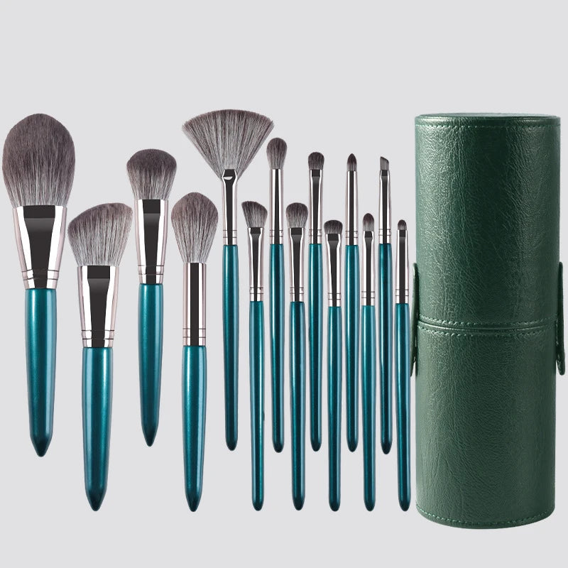 14 Green Cloud Makeup Brush Set Upgrade Soft Wood Handle Beauty Tools Beginners Complete Makeups brush Makeup Refresh