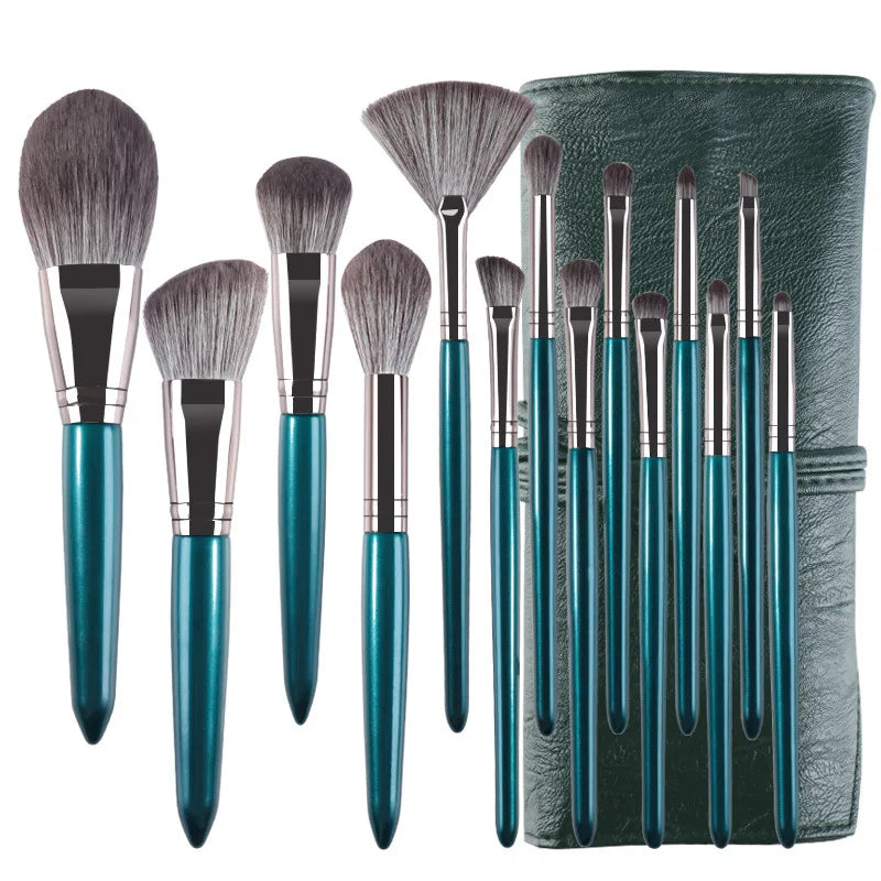 14 Green Cloud Makeup Brush Set Upgrade Soft Wood Handle Beauty Tools Beginners Complete Makeups brush Makeup Refresh