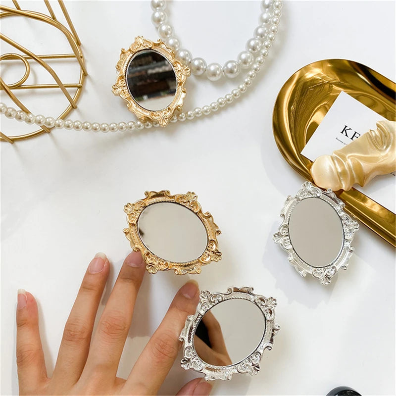 Retro Make Up Mirror Metal Bracket Phone Grip Tok Griptok Korea Holder Ring For iPhone 14 13 Accessories Phone Stand Holder Gift