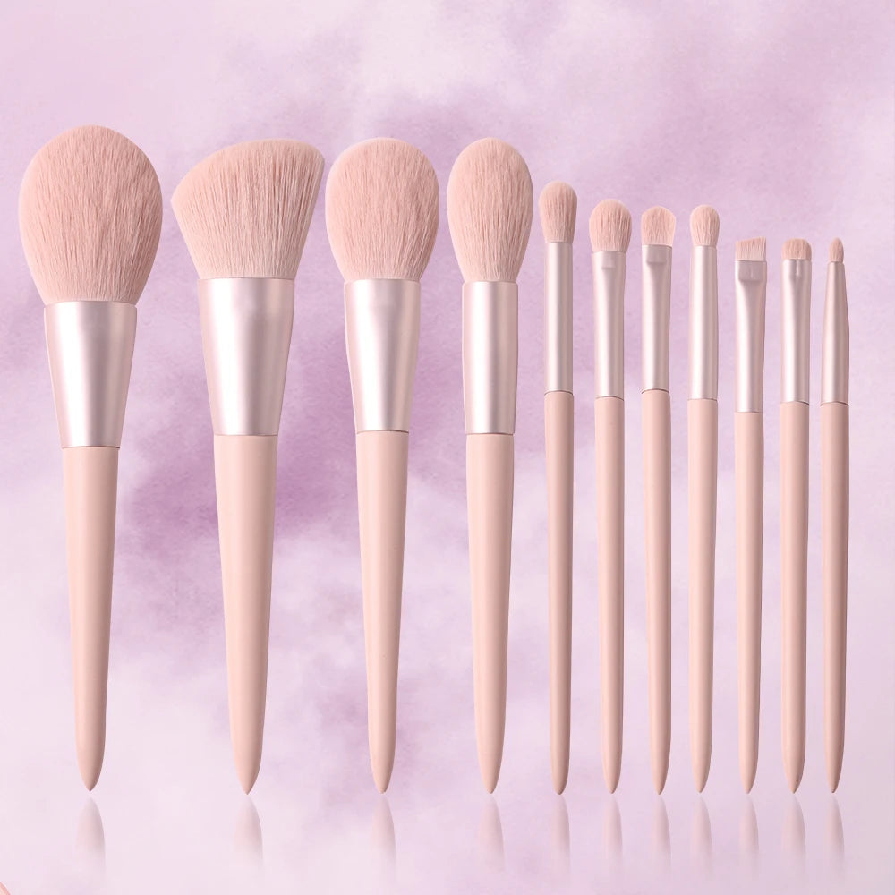 11 pcs Pink Makeup Brushes Set Vegan Eyebrow Eyelash Powder Synthetic Hair Foundation Brush Make Up Tools For Women