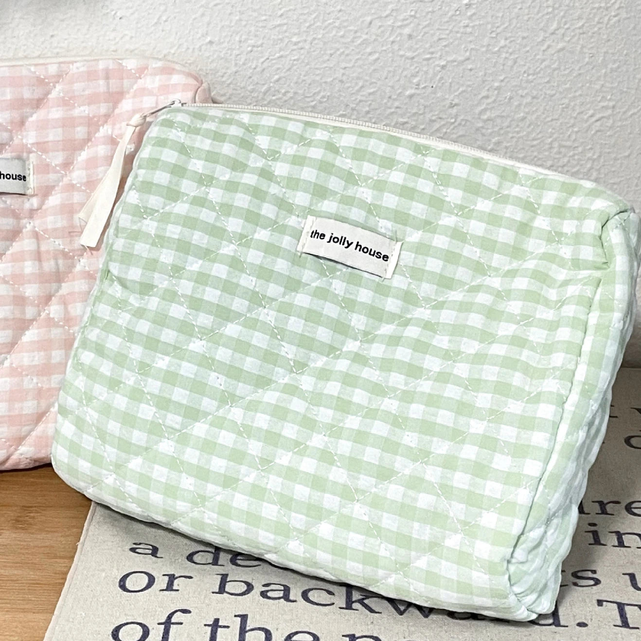 Quilted Cotton Ladies Travel Storage Bag Retro Cherry Women's Cosmetic Bags Cute Design Girls Pencil Case Makeup Bag Handbags