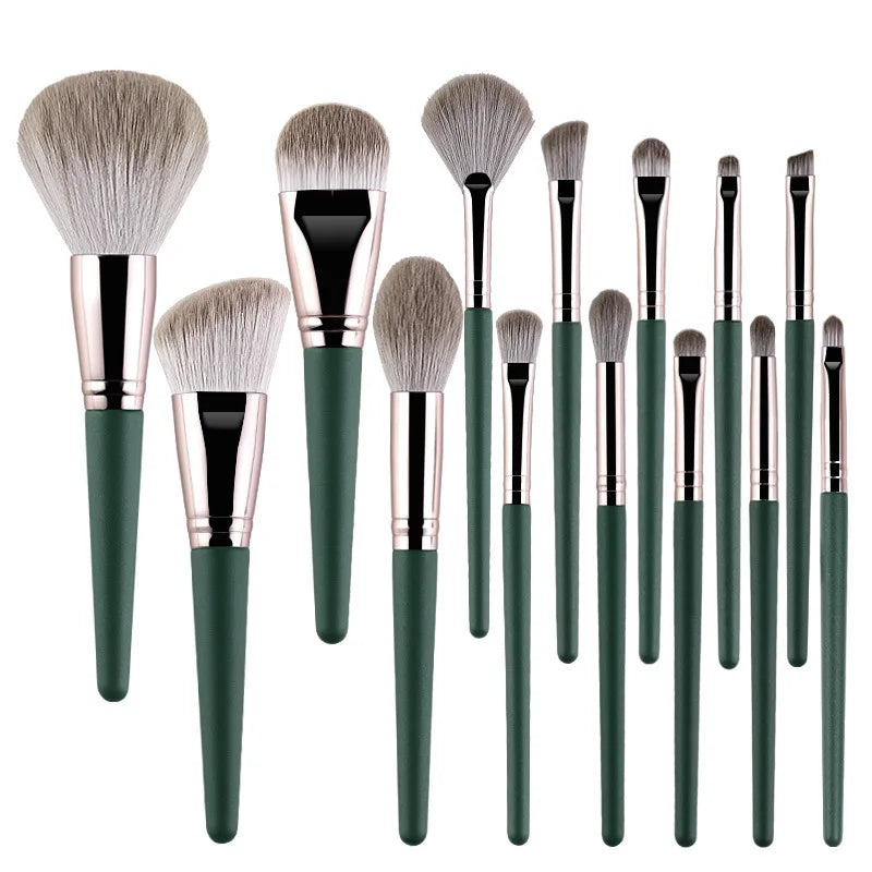 14 Green Cloud Makeup Brush Set Upgrade Soft Wood Handle Beauty Tools Beginners Complete Makeups brush Makeup Refresh