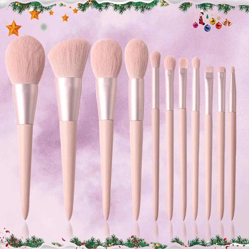 11 pcs Pink Makeup Brushes Set Vegan Eyebrow Eyelash Powder Synthetic Hair Foundation Brush Make Up Tools For Women